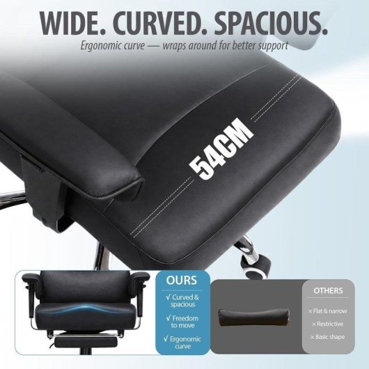 Gaming-Stuhl GTPLAYER Ergonomisch PU-Leder 90°–150° 180 Kg Schwarz