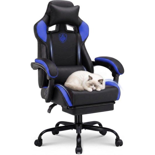 Cadeira Gaming GTPLAYER Ergonómica com Apoio de Pés Azul 150 Kg