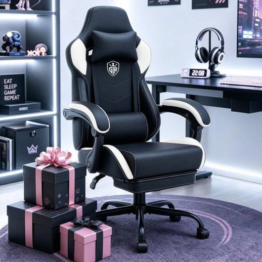 Cadeira Gaming GTPLAYER Ergonómica Reposapés Reposacabeça 150 kg Branco