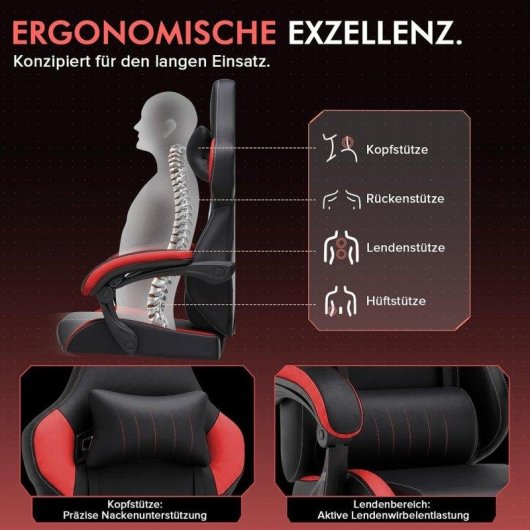 Cadeira Gaming GTPLAYER Ergonómica Reclinável 135° com Apoio para Pés