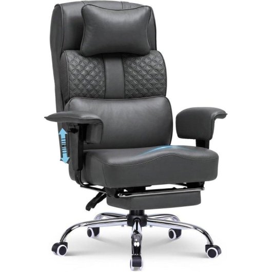 Gaming-Stuhl GTPLAYER Ergonomisch Verstellbar 90°–150° PU-Leder Grau