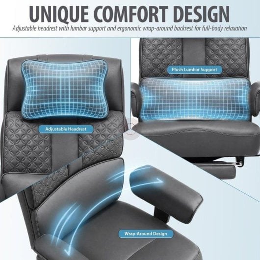 Gaming-Stuhl GTPLAYER Ergonomisch Verstellbar 90°–150° PU-Leder Grau