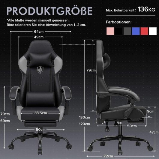 Cadeira Gaming GTPLAYER Ergonómica com Apoio de Pés e Braços Integrados