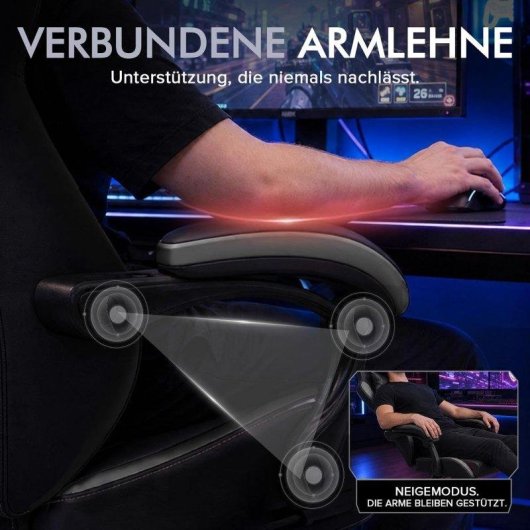 Cadeira Gaming GTPLAYER Ergonómica com Apoio de Pés e Braços Integrados