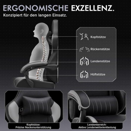 Cadeira Gaming GTPLAYER Ergonómica com Apoio de Pés e Braços Integrados