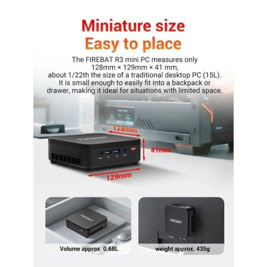 Mini PC FIREBAT R3 AMD Ryzen 3 4300U/16GB/512GB SSD/Radeon/Windows 11
