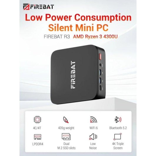 Mini PC FIREBAT R3 AMD Ryzen 3 4300U/16GB/512GB SSD/Radeon/Windows 11
