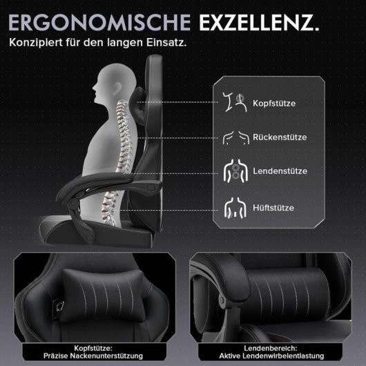 Assento Gaming GTPLAYER Ergonomico com Repose-Pieds Integrado