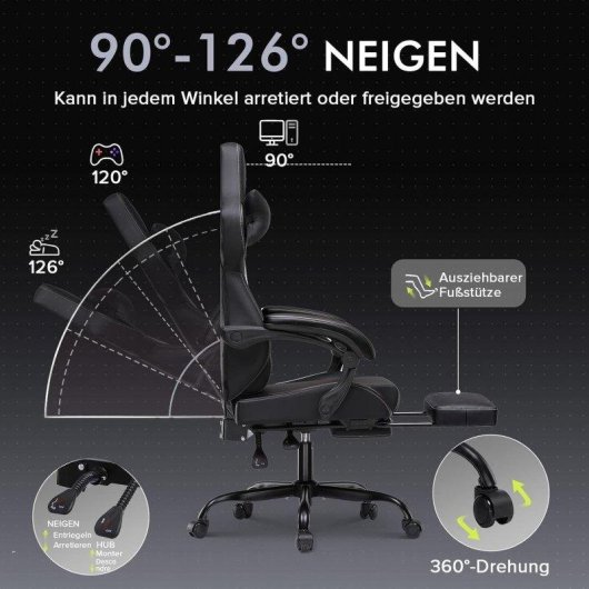Assento Gaming GTPLAYER Ergonomico com Repose-Pieds Integrado