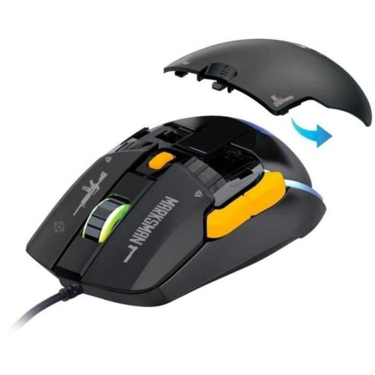 Ratón Yenkee Marksman YMS 3600BK Cable RGB 12400 DPI 6 Botones Negro