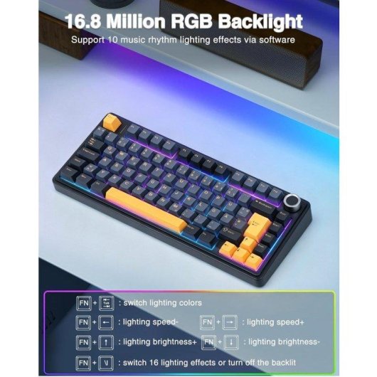 Clavier Aula F75 compact 75% QWERTZ allemand RGB Hot Swap Bluetooth