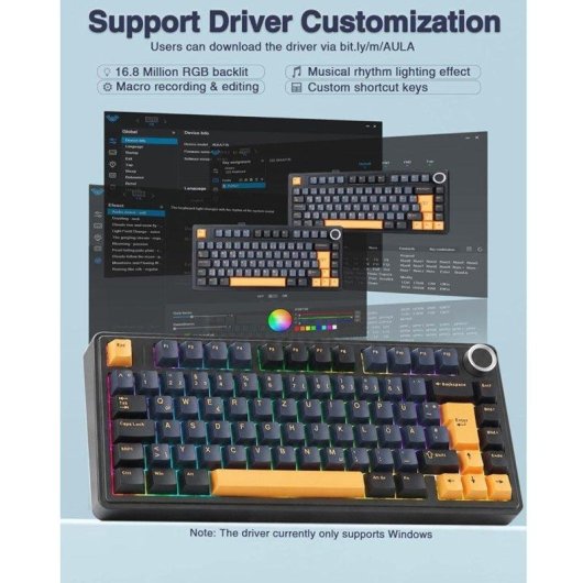 Clavier Aula F75 sans fil RGB Hot Swap compact 75% Layout Allemand QWERTZ