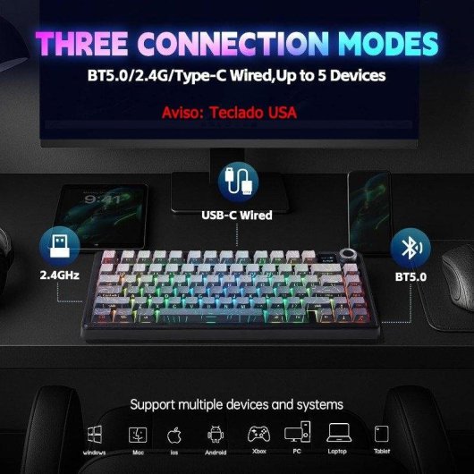 Tastatur Aula F75 Max kompakt 75% RGB TFT Display Hot Swap Bluetooth US