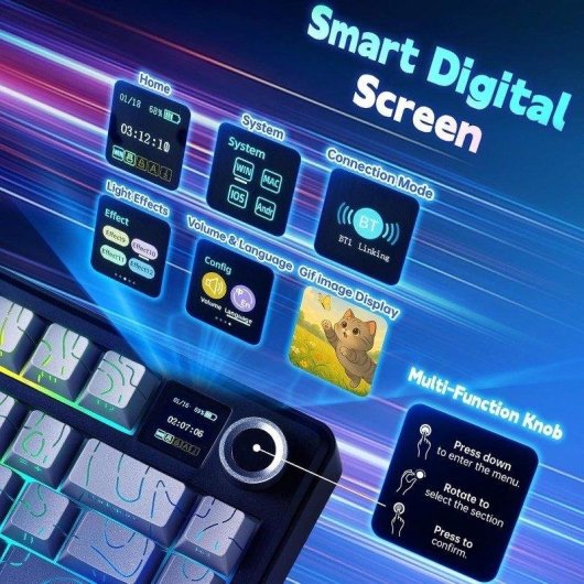 Tastatur Aula F75 Max kompakt 75% RGB TFT Display Hot Swap Bluetooth US
