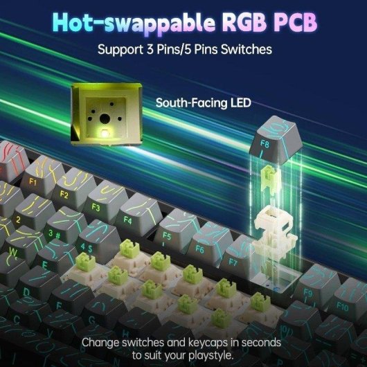 Tastatur Aula F75 Max kompakt 75% RGB TFT Display Hot Swap Bluetooth US