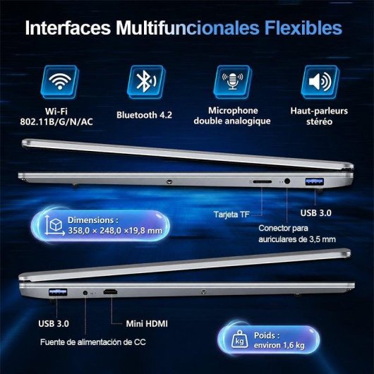 Laptop Funyet 15,6" Intel Core M3-7Y30 8GB 256GB SSD Windows 11 Pro