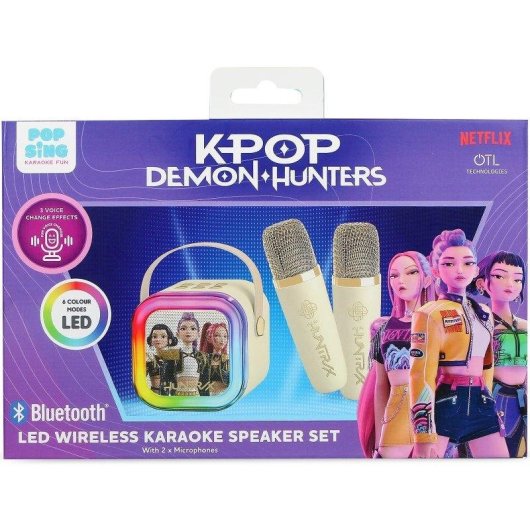 Colunas OTL Karaoke sem fios com 2 microfones KPOP DEMON HUNTER Cream