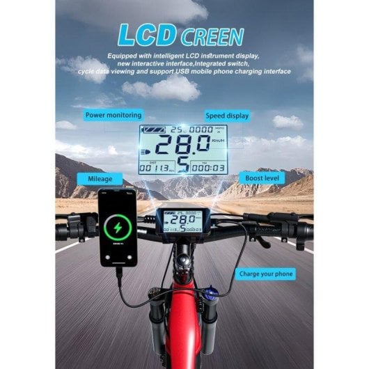 Bicicleta Eléctrica Puluma PH001 Roja 250W 48V 20Ah 27.5"