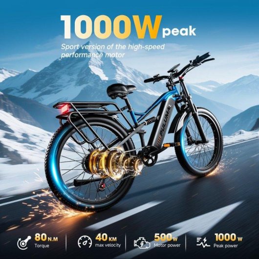 Bicicleta Eléctrica Puluma PE86 Azul Gris 1000W Batería 48V 20Ah Ruedas 26 x 3.0"