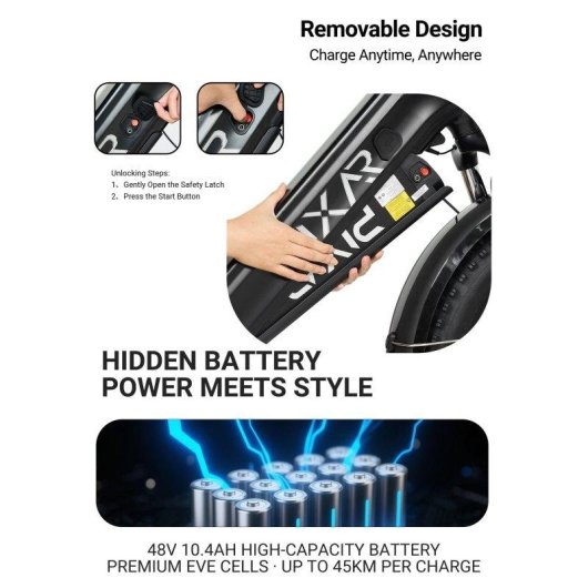 Bicicleta Eléctrica Plegable Pixar RIDE 1 500W 48V Negra
