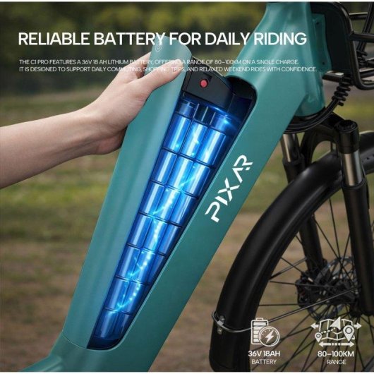Bicicleta Eléctrica Urbana Pixar C1 Pro Azul 250W 36V 18Ah