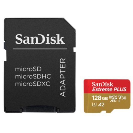 Memoria flash SanDisk Extreme PLUS 128 GB MicroSDXC Clase 10 U3 V30 A2