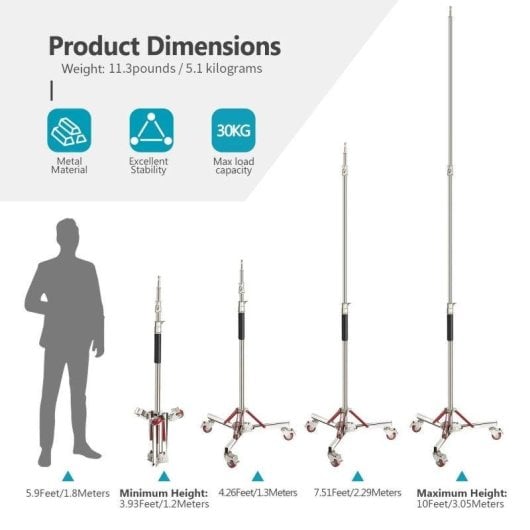Treppiede Neewer QH-ZD120 con Ruote 130-305 cm
