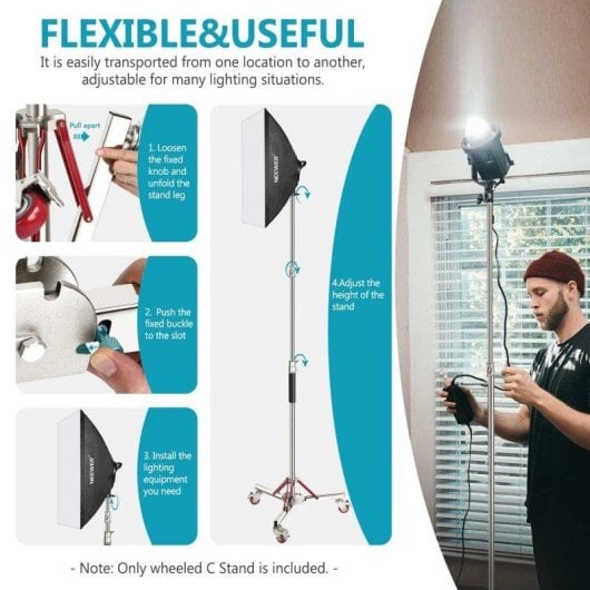 Treppiede Neewer QH-ZD120 con Ruote 130-305 cm