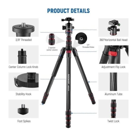 Tripod Neewer N55cr Ferro carbonio 205 cm 360°