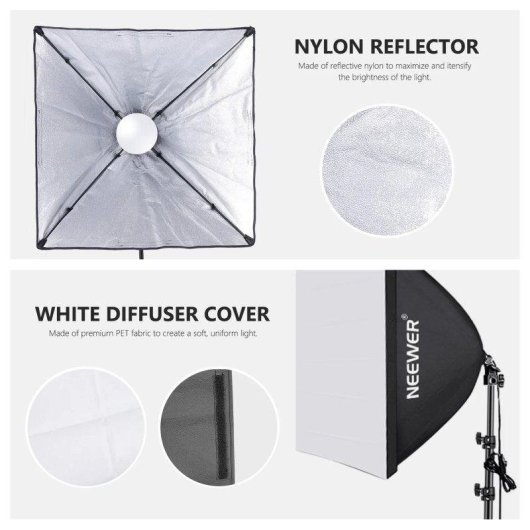 Set de Iluminación Neewer NK200 con Softbox 24" y Lámparas LED 35W