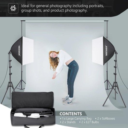 Set de Iluminación Neewer NK200 con Softbox 24" y Lámparas LED 35W