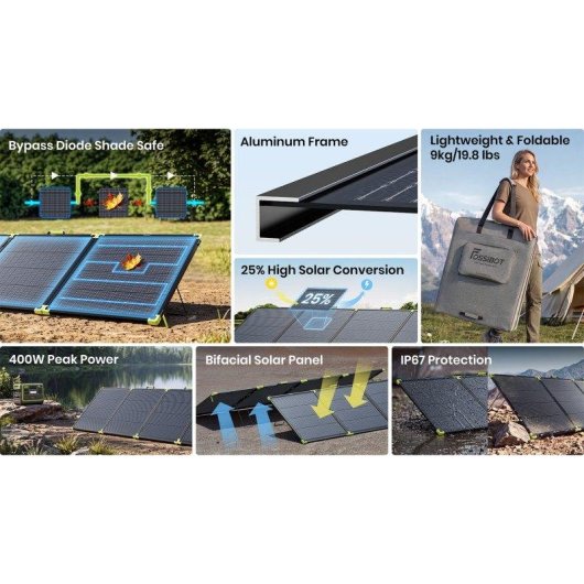 Panneau Solaire Fossibot SP400 Pro 400W – Portable – Pliable – IP67
