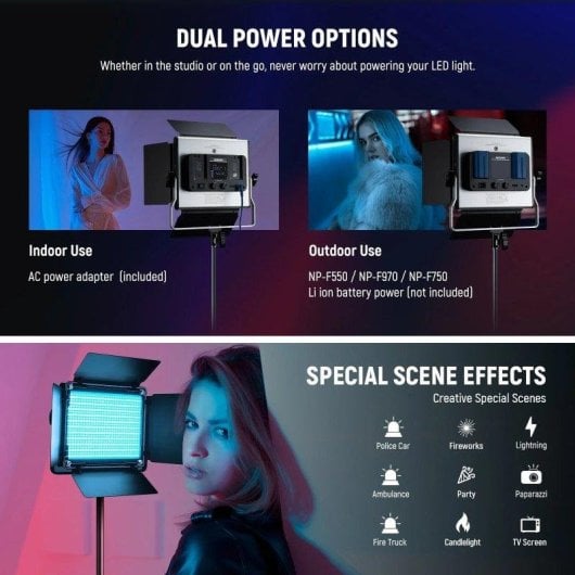 Set 2 Luces LED Video Neewer RGB660 Pro II 50W RGB 360° con Soporte y Control por App