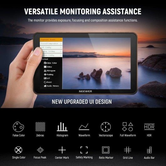 Monitor de cámara Neewer F700 7" táctil Full HD 2000 nits con 2 baterías
