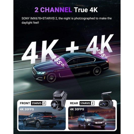 Dashcam Vantrue S1 Pro Max 4K+4K Avant Arriere