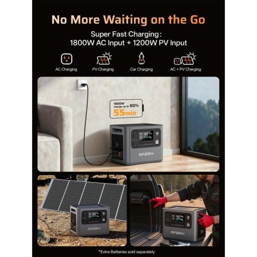Stazione di energia AFERIY P280 2048Wh 3 porte AC e USB Batteria LiFePO4 UPS