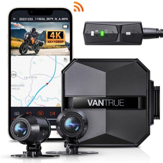 Dashcam moto Vantrue F1 4K + 1080P, WiFi 5GHz IP67 GPS