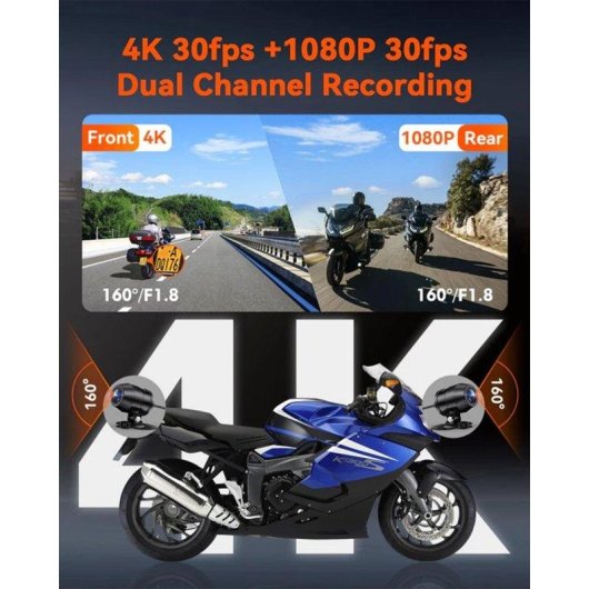 Dashcam moto Vantrue F1 4K + 1080P, WiFi 5GHz IP67 GPS