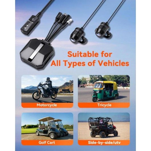 Dashcam moto Vantrue F1 4K + 1080P, WiFi 5GHz IP67 GPS