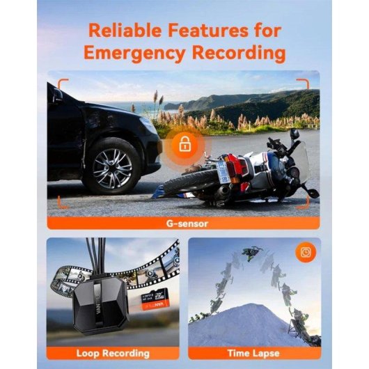 Dashcam moto Vantrue F1 4K + 1080P, WiFi 5GHz IP67 GPS