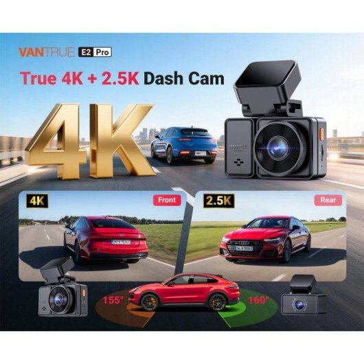 Caméra Dash Vantrue E2 Pro 4K + 2,5K avec Wi-Fi et GPS
