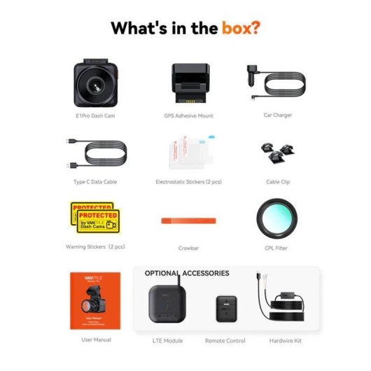 Caméra de tableau de bord Vantrue E1 Pro 4K HDR WiFi 5GHz GPS LTE
