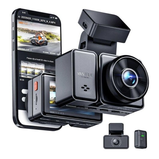 Cámara para coche Vantrue E2 Dual 2K con WiFi, GPS y modo aparcamiento