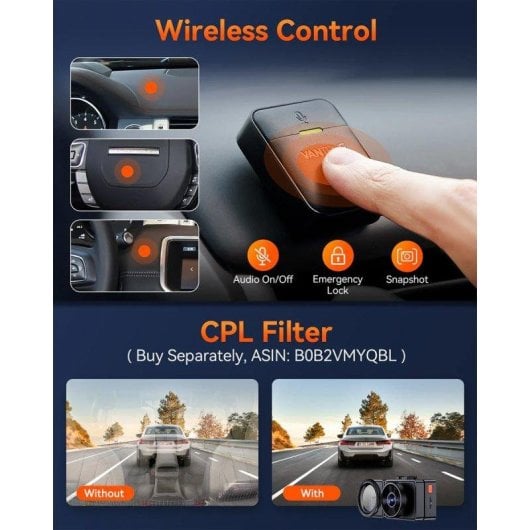 Dashcam Vantrue E3 3 canaux 2K QuadHD WiFi GPS SOS