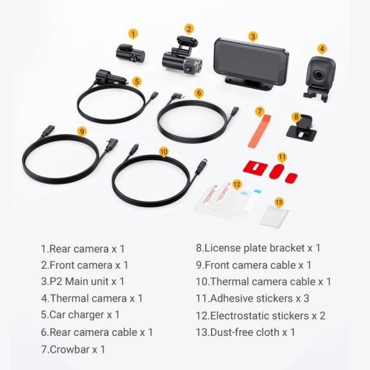 Dashcam Vantrue Pilot 2 Full System Lentille thermique 2K