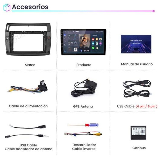 Autoradio 2 Din JUNSUN Citroen C4 Carplay Android Auto 64GB