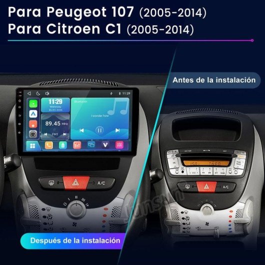JUNSUN Autoradio Linux 7" Peugeot 107 Citroën C1 CarPlay Android Auto
