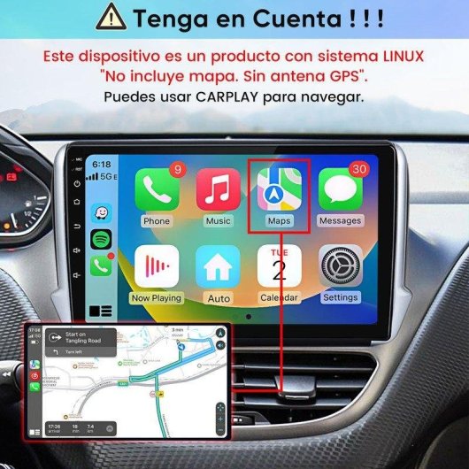 Autoradio JUNSUN Linux Peugeot 2008 2013-2017 CarPlay Android Auto