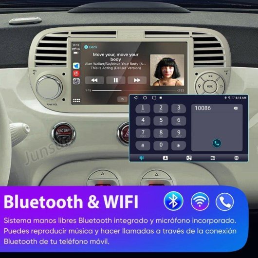 Autoradio JUNSUN Fiat 500 CarPlay Android Auto DSP RDS 64GB