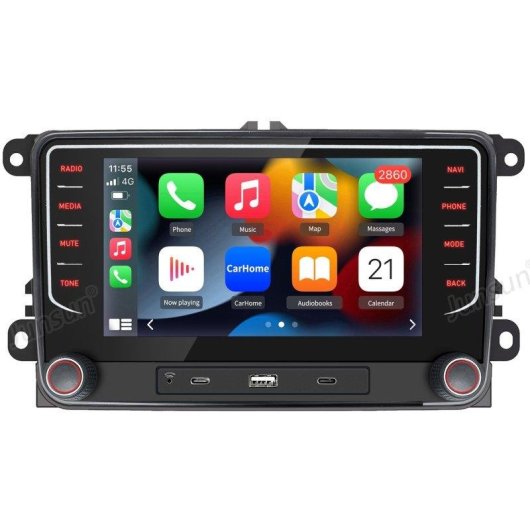 2 Din Autoradio JUNSUN Android 15 Carplay 64GB voor VW Golf Passat